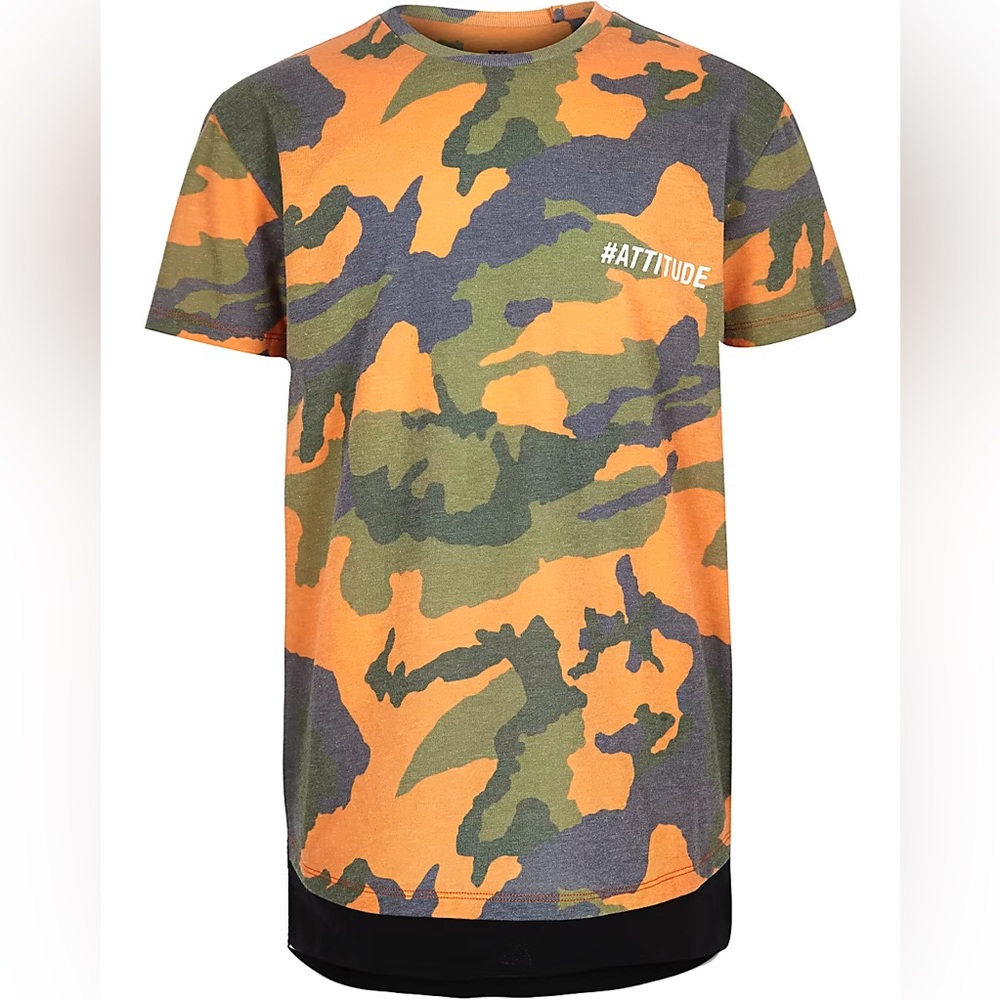 River Island Toddler Boys Orange Camouflage Short Sleeve T-Shirt